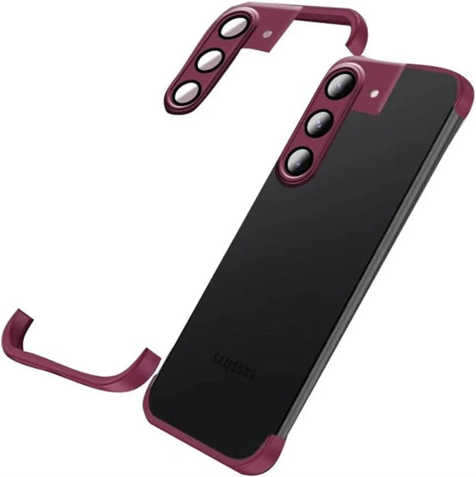 Black phone case with purple accents on a white background