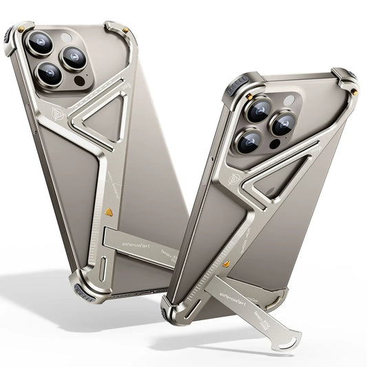 Metallic phone case with a tool on a white background