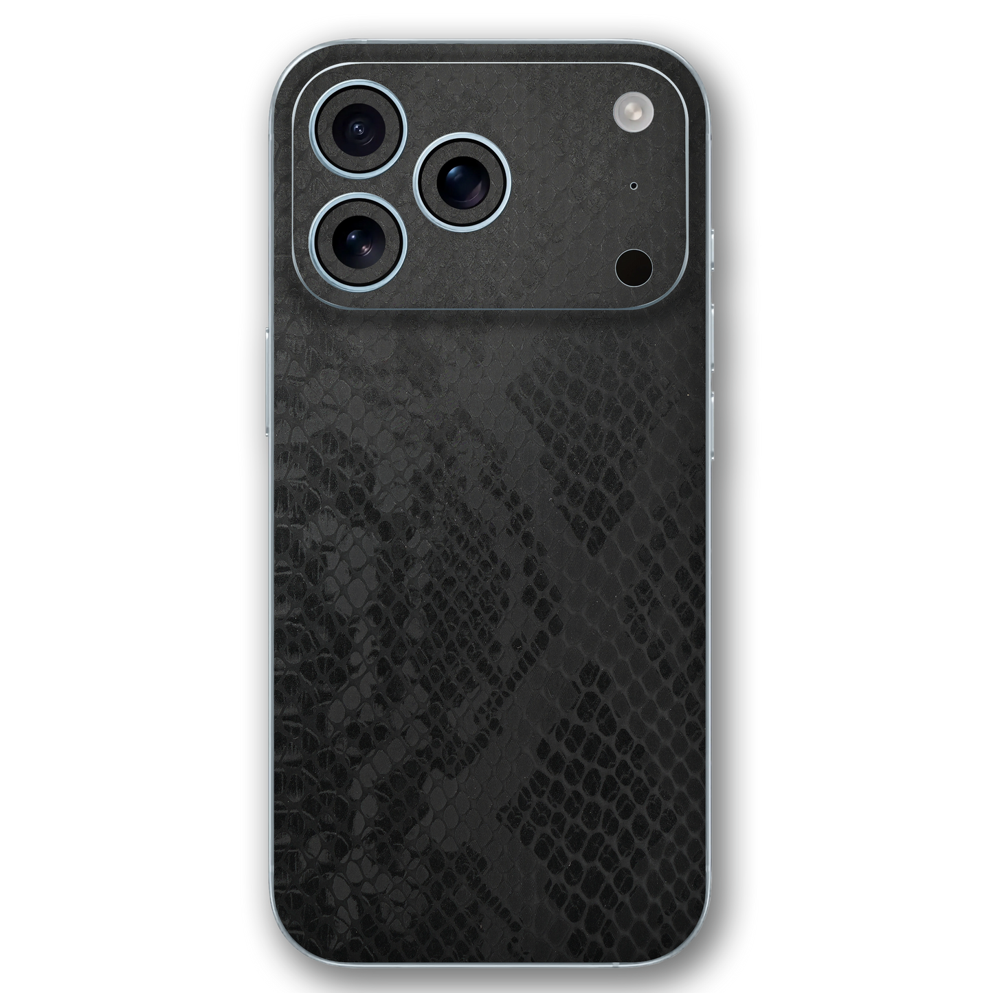 Black Python Embossed Leather