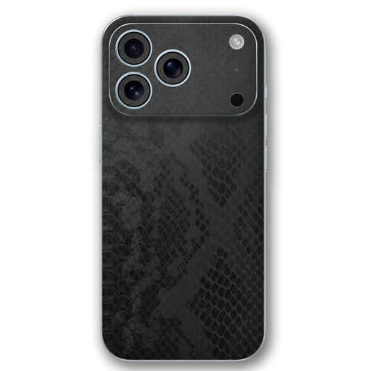 Black Python Embossed Leather