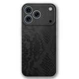 Black Python Embossed Leather